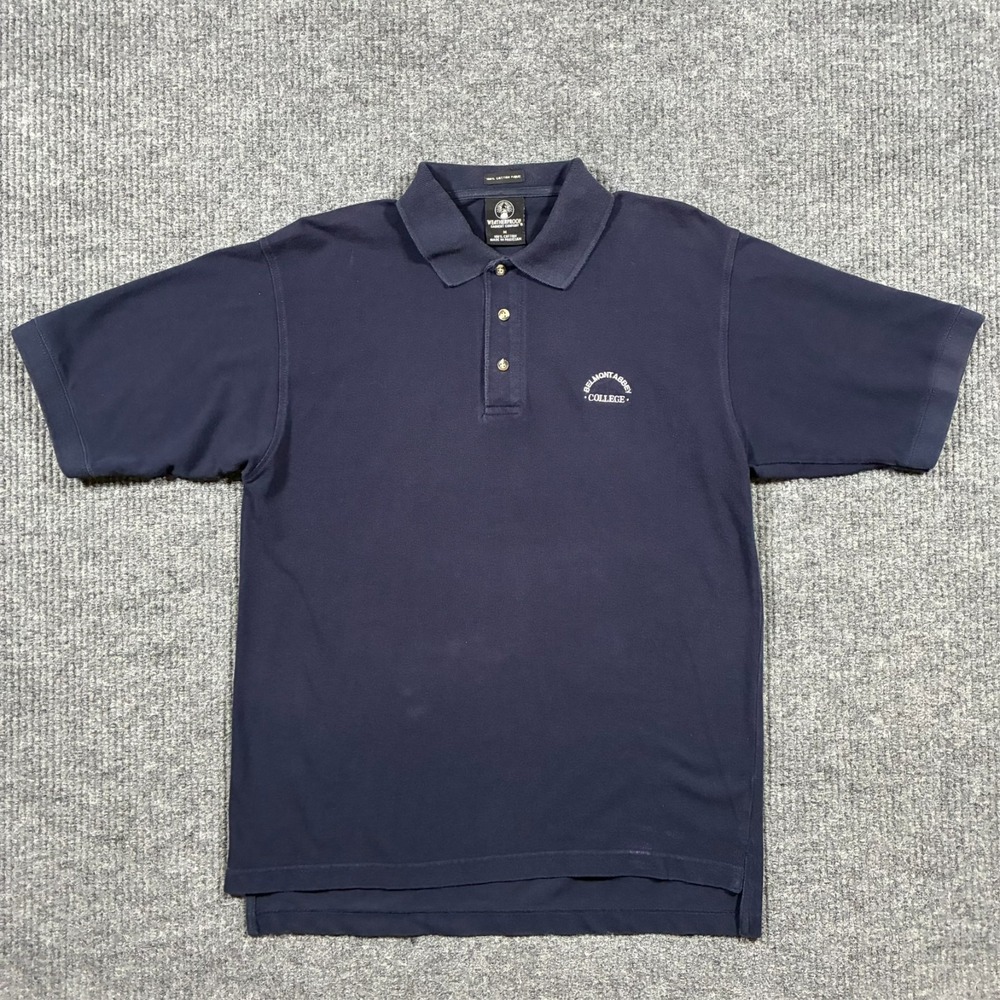 Weatherproof Mens Polo Shirt Size M Navy Short Sleeve Cotton Pique Logo